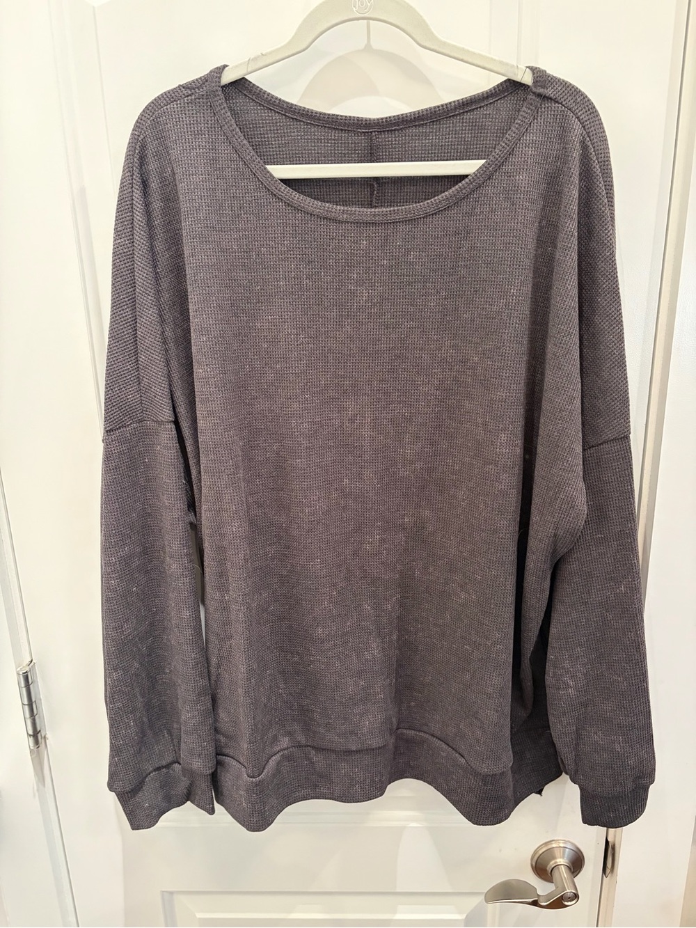 Gray Women's Waffle Knit Sweatshirt